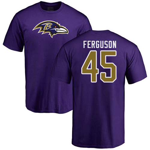 Men Baltimore Ravens Purple Jaylon Ferguson Name and Number Logo NFL Football #45 T Shirt